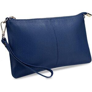 RFID Blocking Sapphire Chain Wristlet Purse Women Small Clutch Zipper Pockets